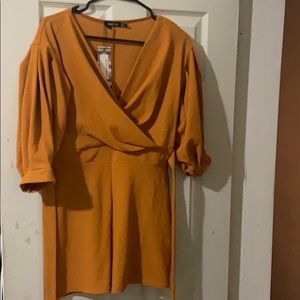 “Plus” wrap off the shoulder shorts romper